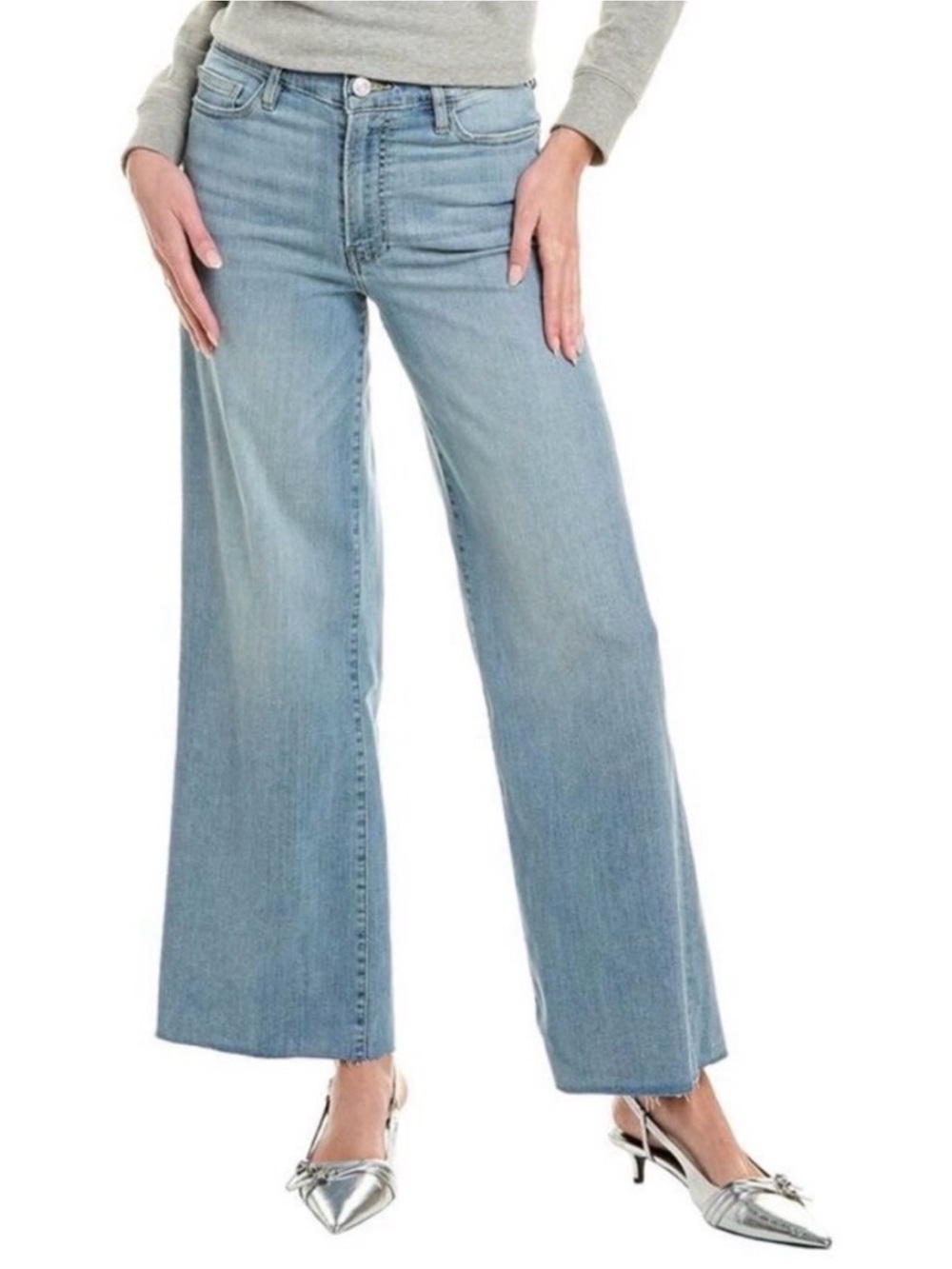 Frame Le Slim Palazzo Raw Hem High Waist Wide Leg Jeans Size 27 Wilson Raw After